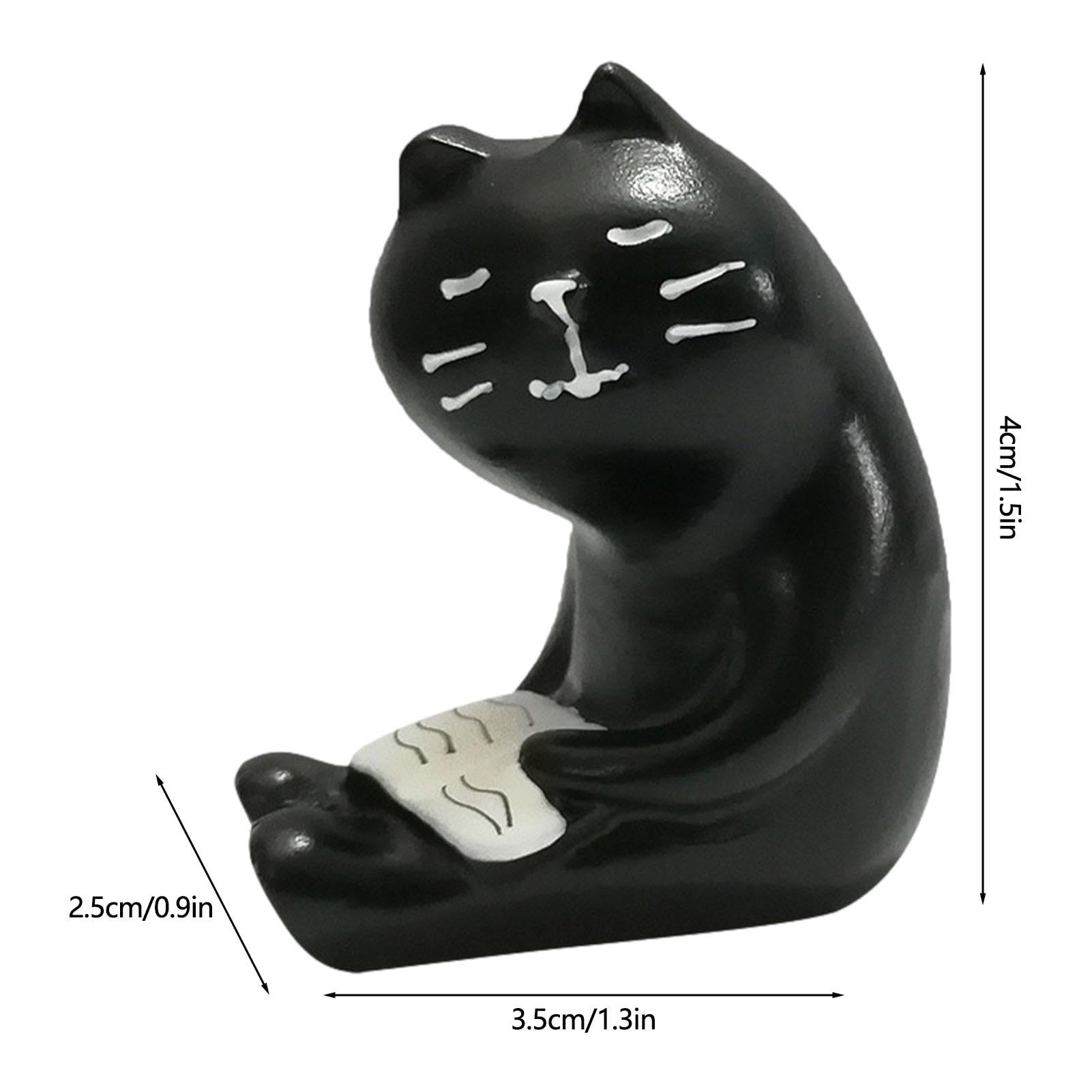 Amazon.co.jp: 猫の置物 - 樹脂製の子猫の置物、黒い読書猫の置物