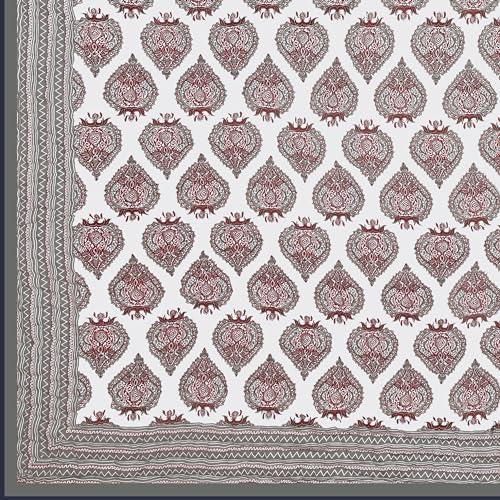 Image of BLOCKS OF INDIA 100% Cotton Dohar King Size Reversible Hand Block Printed Malmal Summer Dohar /Blanket (Color 2)