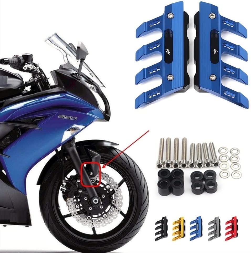 SCUUBE for Kawasaki Ninja 650r 650 Z650 Motorcycle Fall Side Guard Front Fork Protector Front Fender Protection Block Side Guard CNC Aluminum Motorcycle Accessories (Color : Blue)