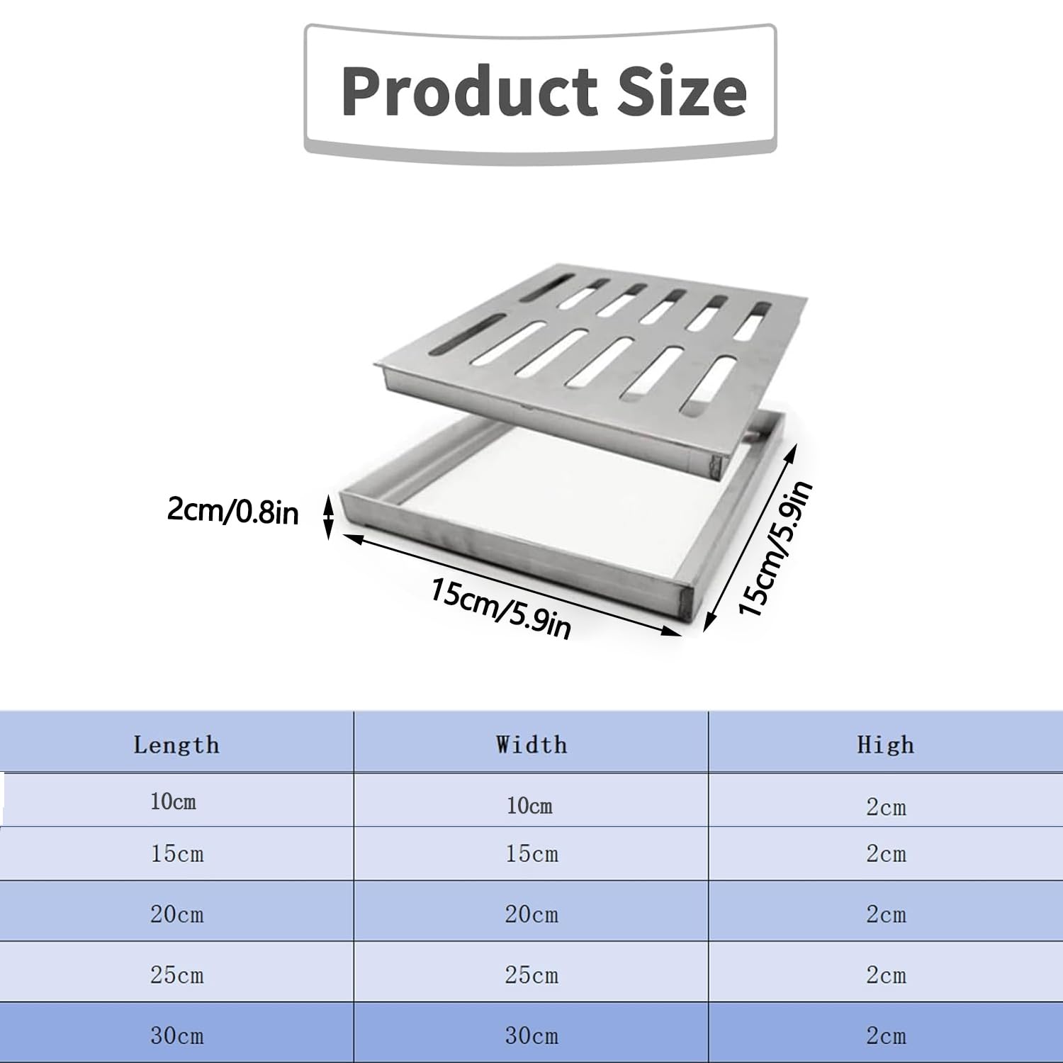 MEISO Couvercle d'échappement pour extérieur, en acier inoxydable, 304 avec base, kit de couverture pour échappement, carré pour échappement au sol, grille d'échappement pour extérieur (15 x 15 x 2