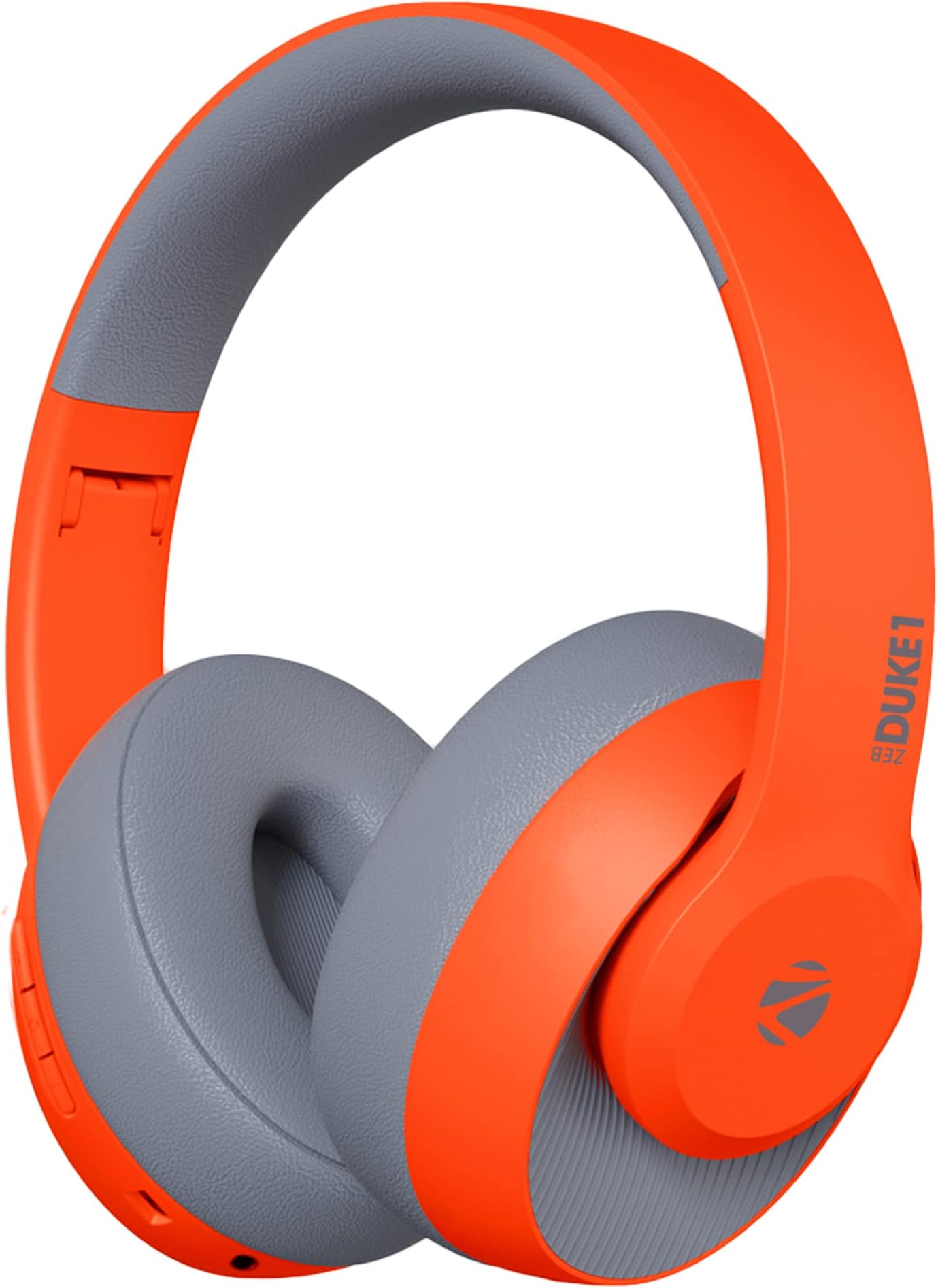 Zebronics Zeb-DUKE1 Wireless Bluetooth 5.0 Over Ear Headphone with Voice Assistant, AUX Port, Call Function, 34Hrs* Battery Backup, Dual Pairing, Media & Volume Control with mic (Orange with Grey)