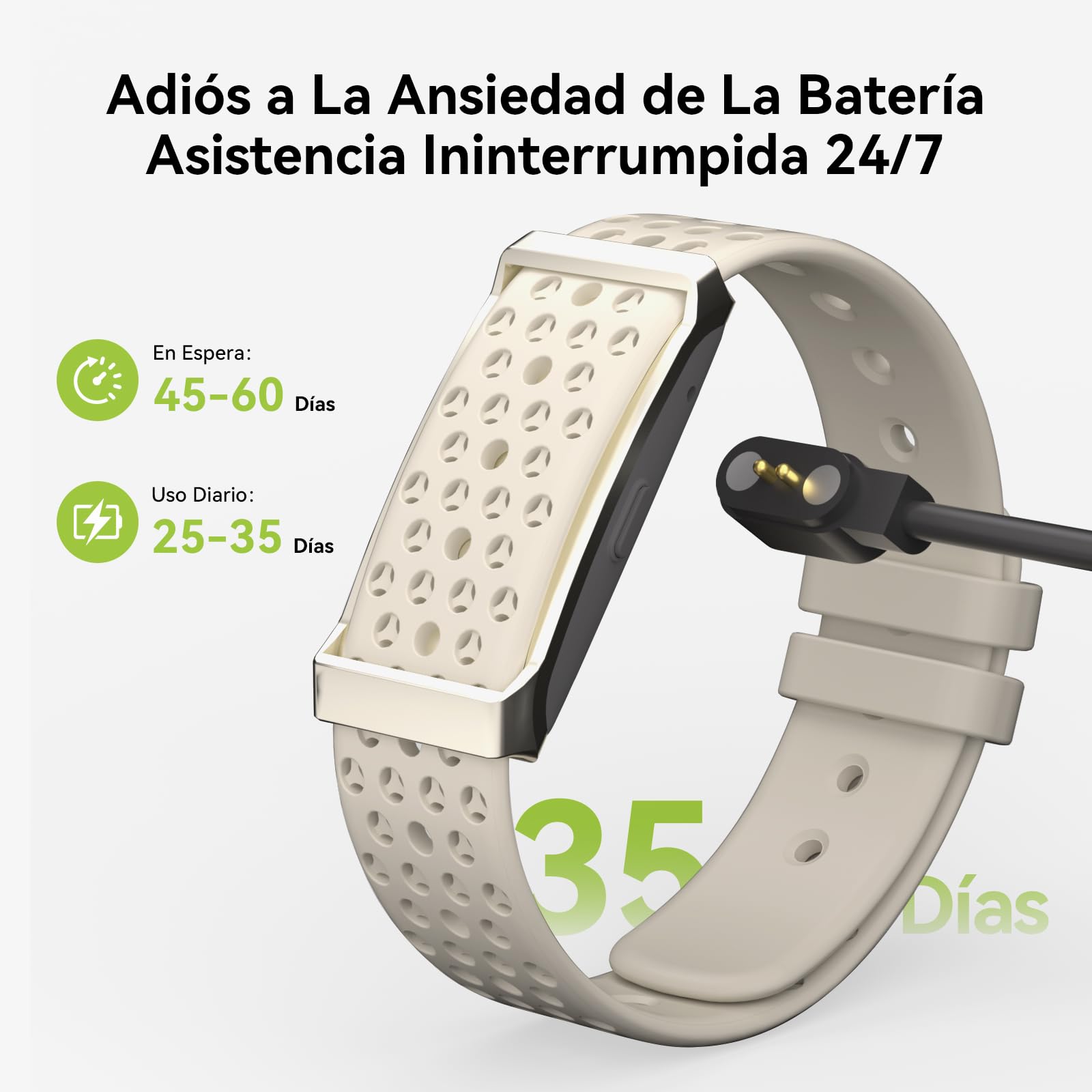 Pulsera de Actividad Inteligente Sin Pantalla Mujer Hombre | Monitoreo 24/7 de Actividad, Sueño & Frecuencia Cardíaca, Modo Multideporte, Batería 35 Días, IP68