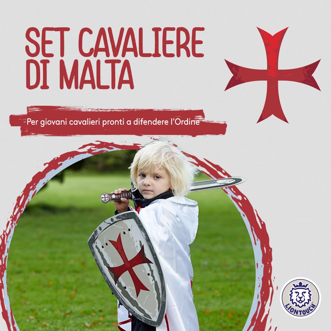 Liontouch Épée et Bouclier Chevalier Maltais 3-8 Ans Ensemble Imitation Médiévale Croix Rouge Armes Sûres Déguisement Garçons