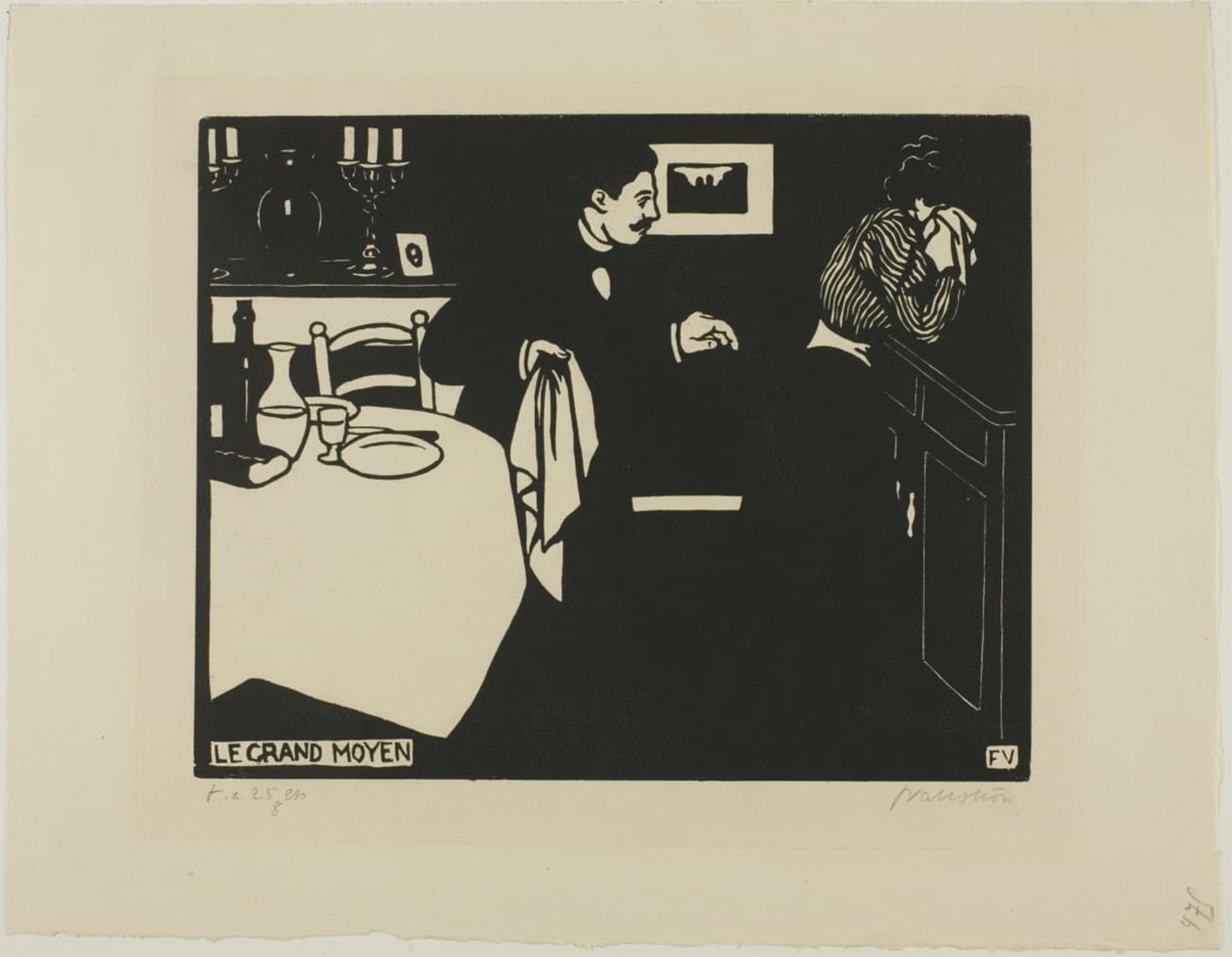 SERENDIPITP Vintage Picture Print on Canvas Wall Art Poster Extreme Measure plate six from Intimacies by Felix Edouard Vallotton Artwork Print Poster for Wall Decor 60x90cm