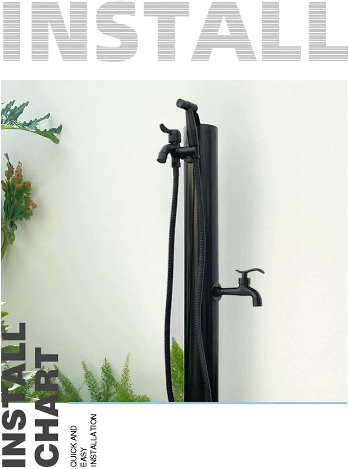 Surtidor de Agua Independiente para jardín con Grifo - Fuente para Exterior y Soporte para Manguera, Adecuado para riego de Patios, bebederos e hidrantes contra Incendios (Negro) - Ideal par