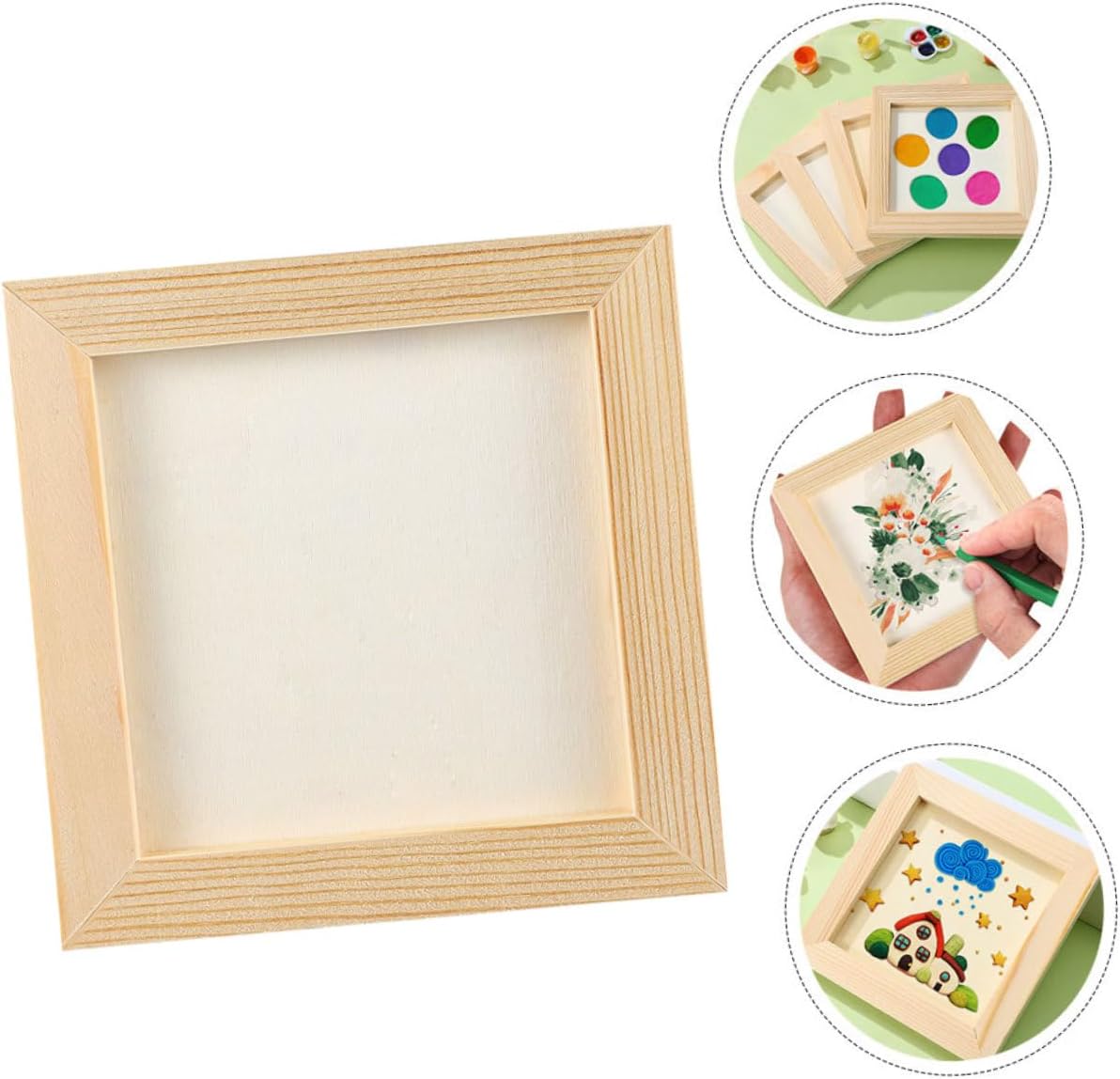 5pcs DIY Wooden Picture Frames for Blank Wood Craft Photo Frames 16.5x16.5cm for Artwork and Home Décor