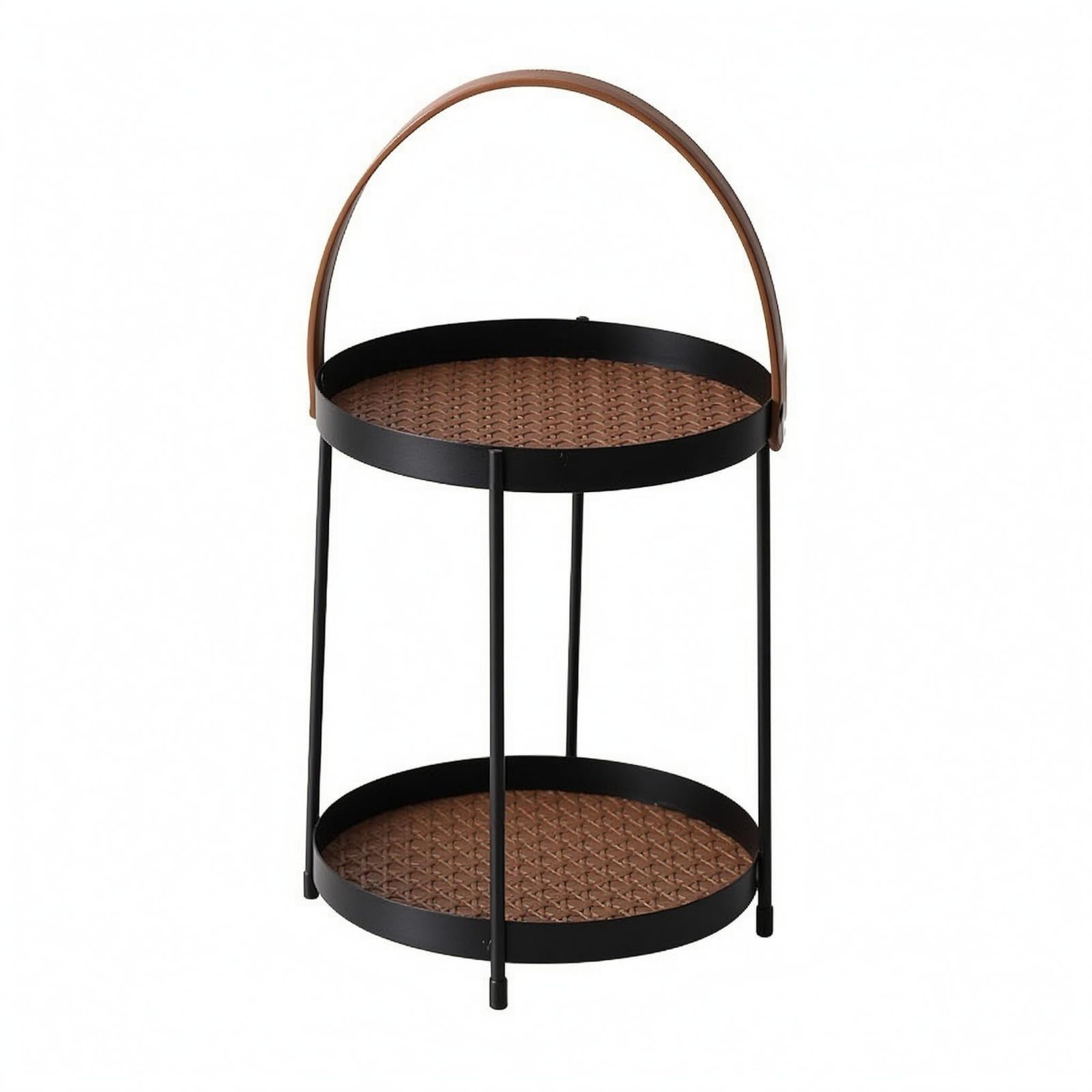 Plateau rond en fer épuré marron corbeille rangement et meuble appoint bureau