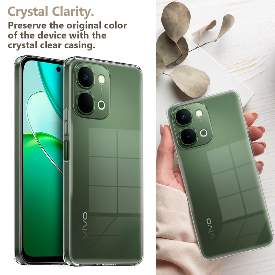 Image of Fashionury Crystal Clear Case for Vivo T5X 5G | Yellowing Resistance | Transparent TPU Silicone | Raised Camera Lips | Slim Transparent Cover