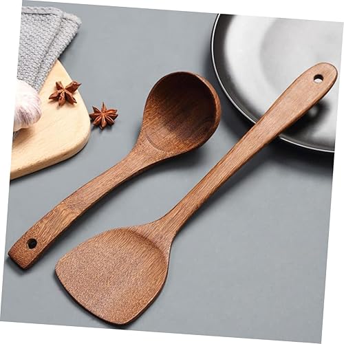 Miniatura 9 de Juego de cuchara de cocina de madera para cocinar utensilios antiadherentes para agitación de alimentos de gran cantidad
