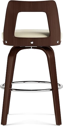 Miniatura 6 de SIMPLIHOME Ellison - Taburete contemporáneo de madera curvada (2 unidades) en piel sintética vegana crema, para comedor y cocina