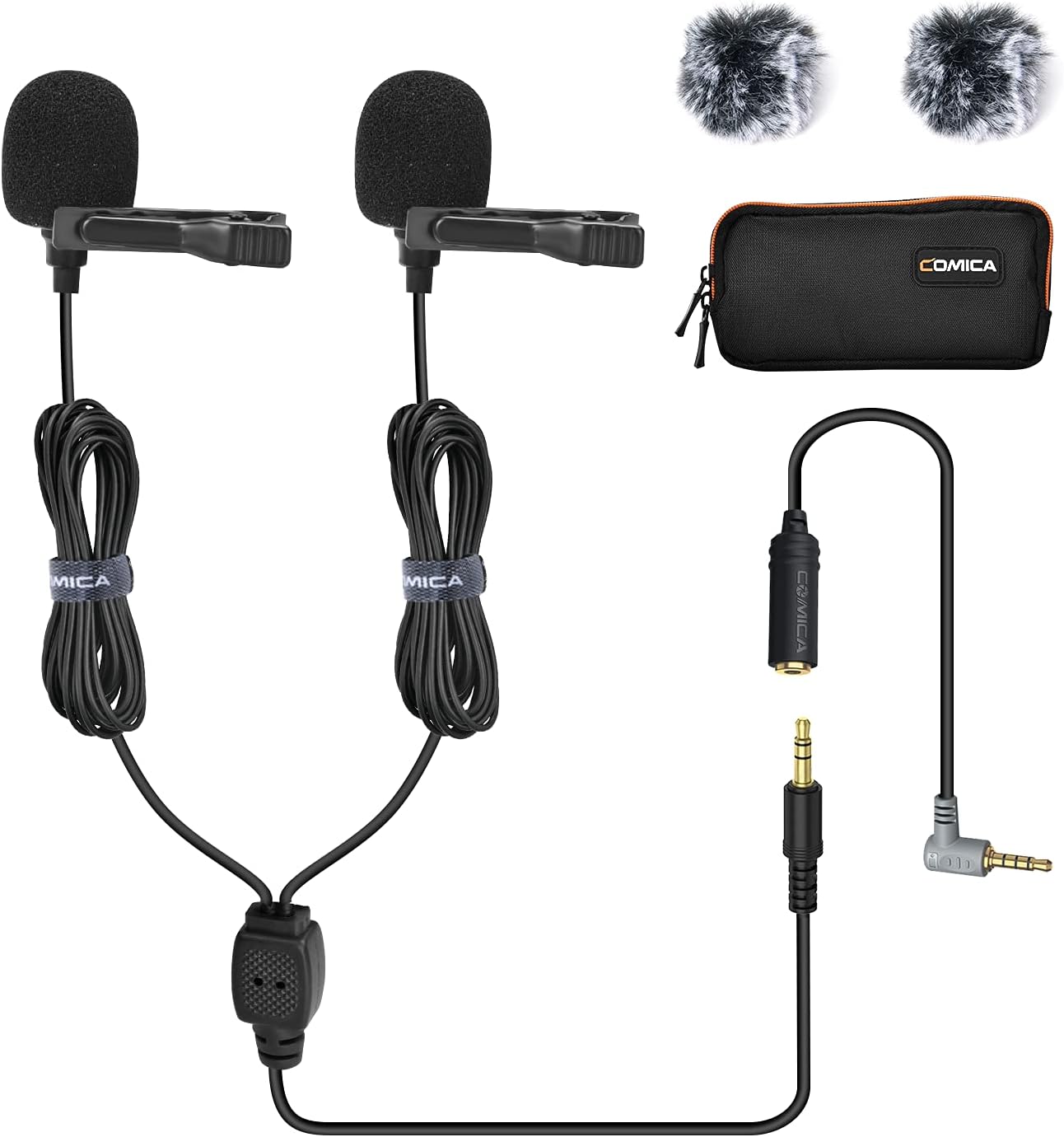 comica Lavalier Lapel Microphone, D02B Omnidirectional Clip On Mic for DSLR Camera iPhone iPad Android Smartphone, Wired Lav Micro for Podcast Vlogging YouTube Video Recording.(98 ins)