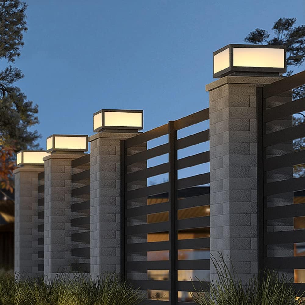 Lampy solarne na słupku ogrodzeniowym - Latarnia retro Lampa LED na ścieżkę do krajobrazu, ogrodu i trawnika - Oświetlenie wejścia za pomocą słupków oświetleniowych w kolumnach
