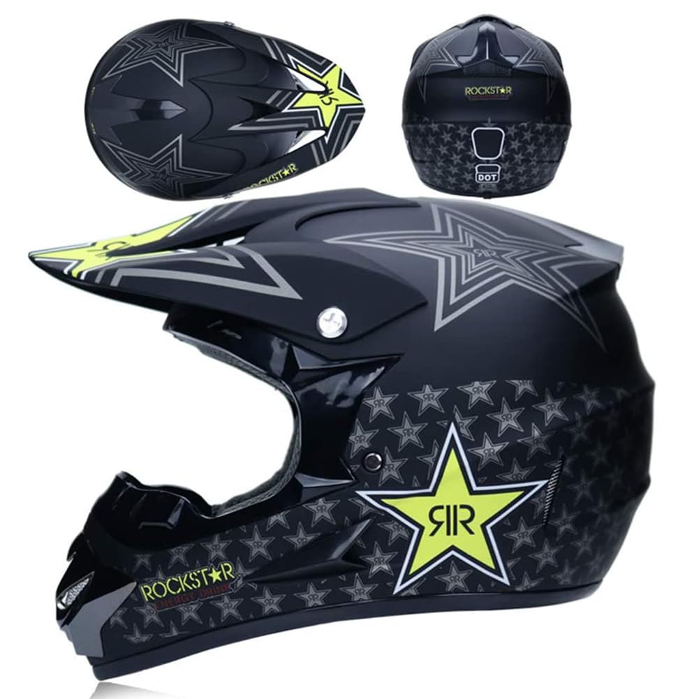Casque Motocross avec Goggle Gants Masque Adulte Enfant Casques Intégral VTT Casque Moto Cross MX ATV Scooter De Descente Adulte Casque D.O.T Certified