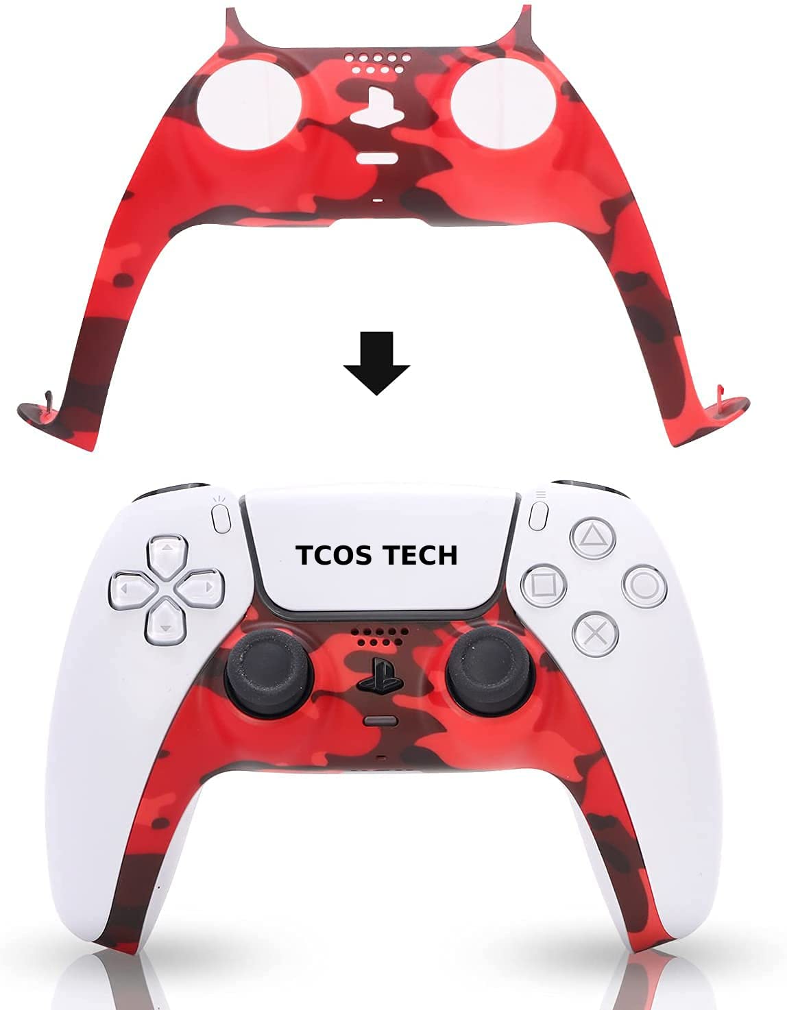 TCOS TECH PS5 Faceplate Decorative Strip Case Cover for PS5 Controller, PS5 Controller Skins Replacement Shell Color Replacement DIY Decoration Accessories for PS5 Controller Panel - Camo Red (B0BXYT92PL) Amazon Price History, Amazon Price Tracker