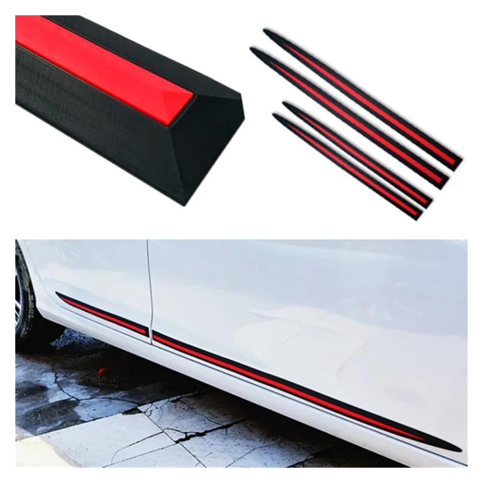 Divisor Protector Borde Puerta Lateral Coche Tira Suave Protección Adhesivo Decorativo Antiarañazos 75-60 Cm Largo Faldón Lateral(Negro)
