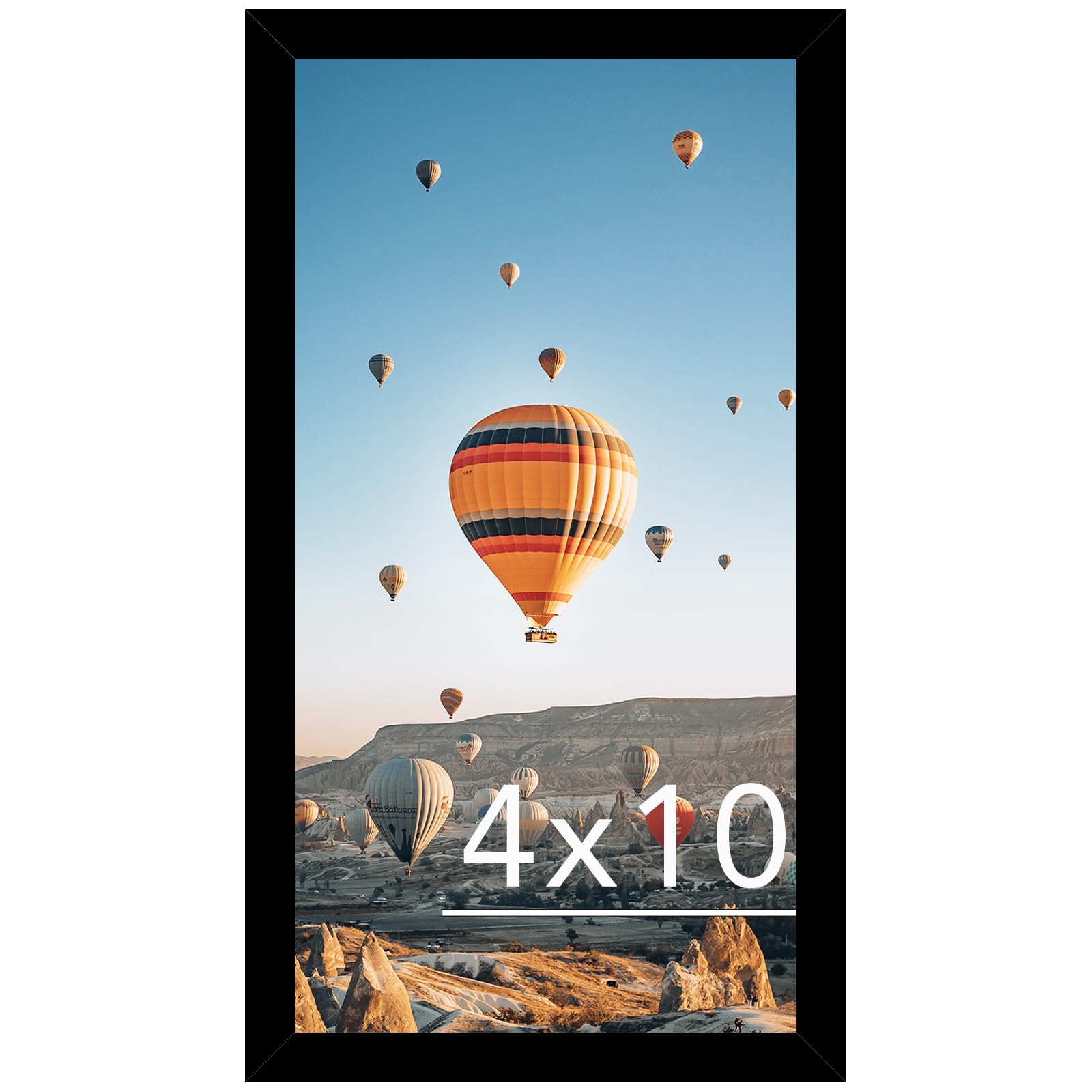 JCJMY 4x10 Picture Frame Black for Wall Hanging or Tabletop, Wall Mounting Horizontally or Vertically, 4 x 10 Wall Gallery Poster Photo Frame with Shatter Resistant Plexiglass, Black