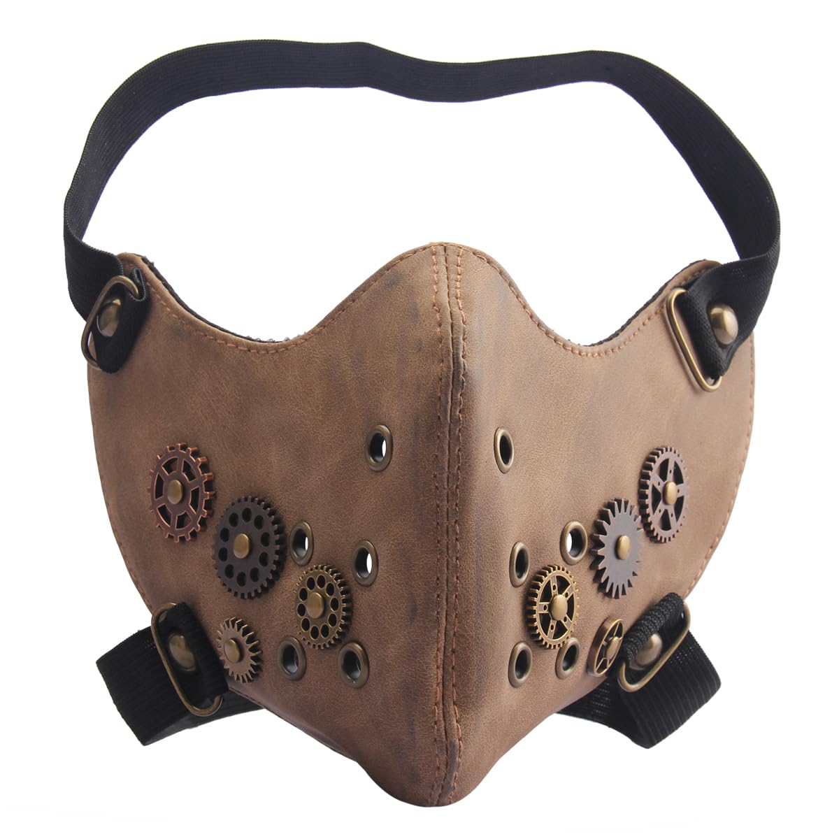 GelConnie Leather Cosplay Punk Half Face Motorcycle Wind Protective Anti-Dust Biker Outdoor Sports Mask