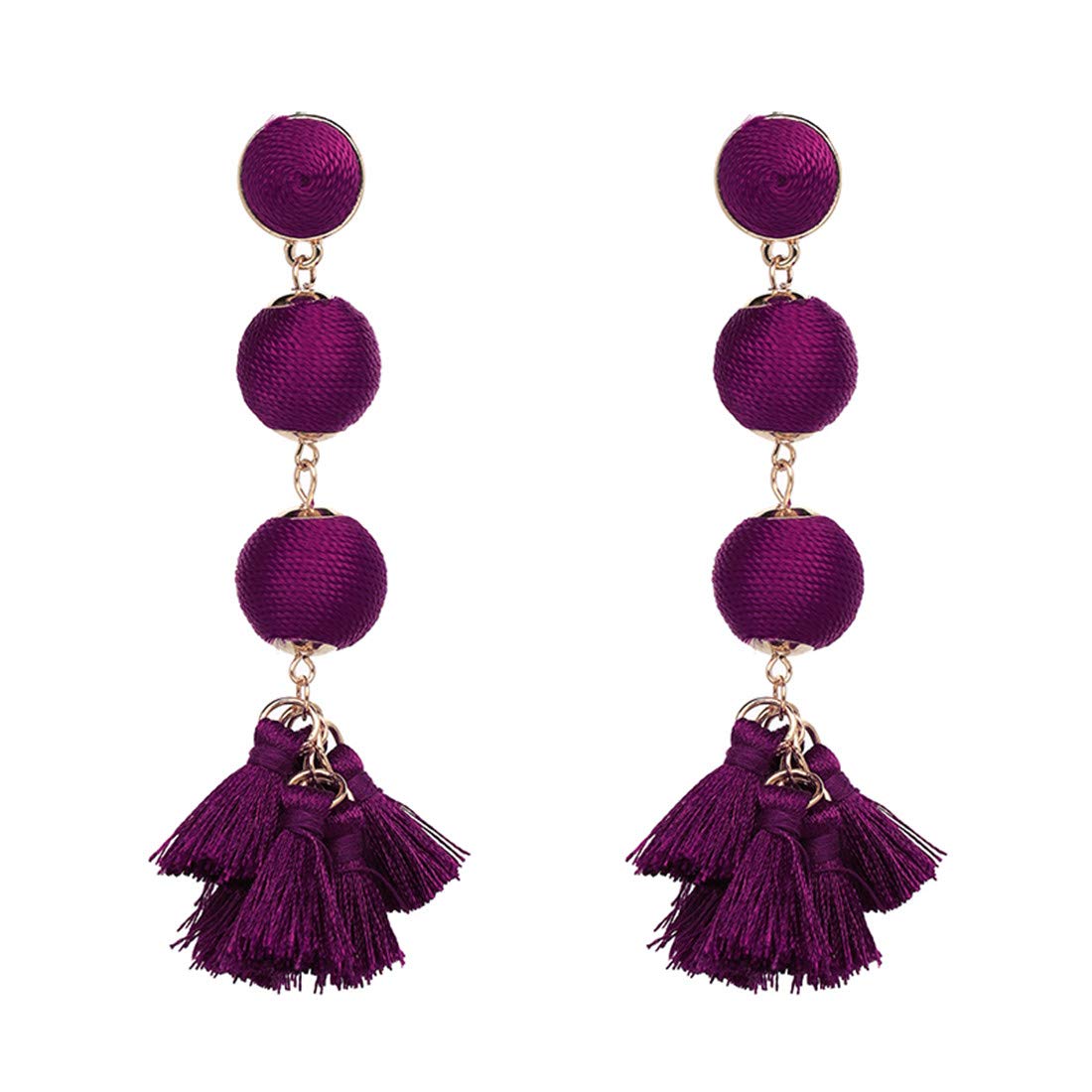 Colorful Fringe Tassel Chain Earrings - Women Fashion Geometry Statement Earrings Ethnic Jewelry Gift