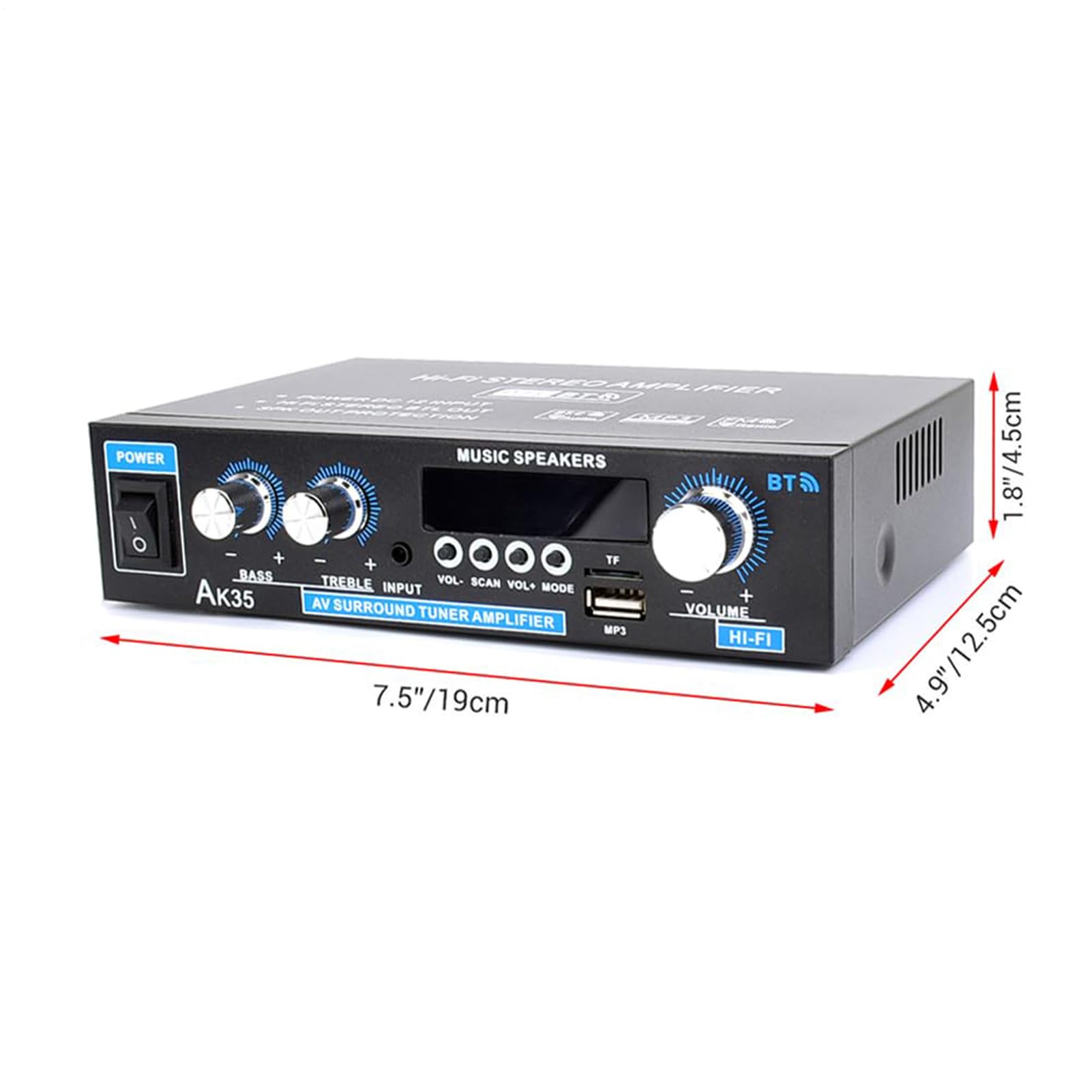 Wzmacniacz Domowy Amplifikator AV Stereo | Odtwarzacz Bezprzewodowy Z Trybami Surround Do Radia Mikrofonu TV Rozrywki Domowej Karaoke W Pomieszczeniach