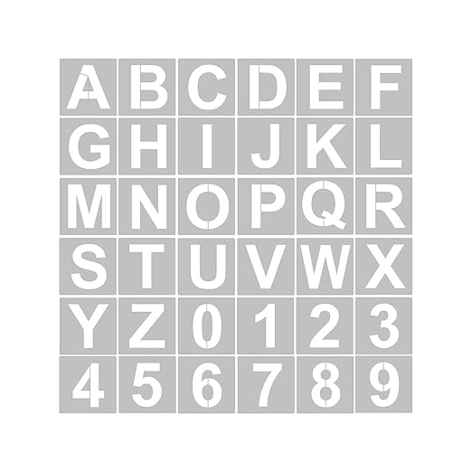 36pcs 3 Inch Letter and Number Stencils Reusable Washable Alphabet Stencils Environment-Friendly PET Art Craft Templates for Painting On Wood Fabric Wall Door Decor Home Sign