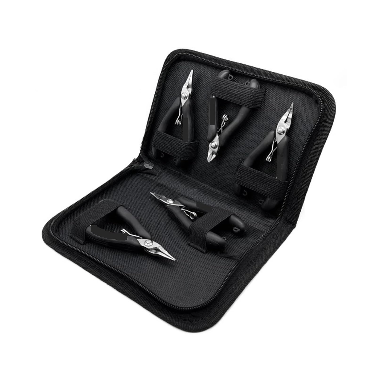 Pinze Per Bigiotteria Set di pinze for gioielli, strumenti for la creazione, kit in acciaio inossidabile con borsa, for perline fai da te for, avvolgimento filo metallico(5-Piece Set)