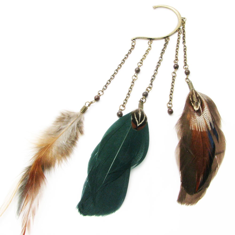 Amazon.co.jp: イヤリング イヤーフック リアルフェザー 羽根 片耳販売