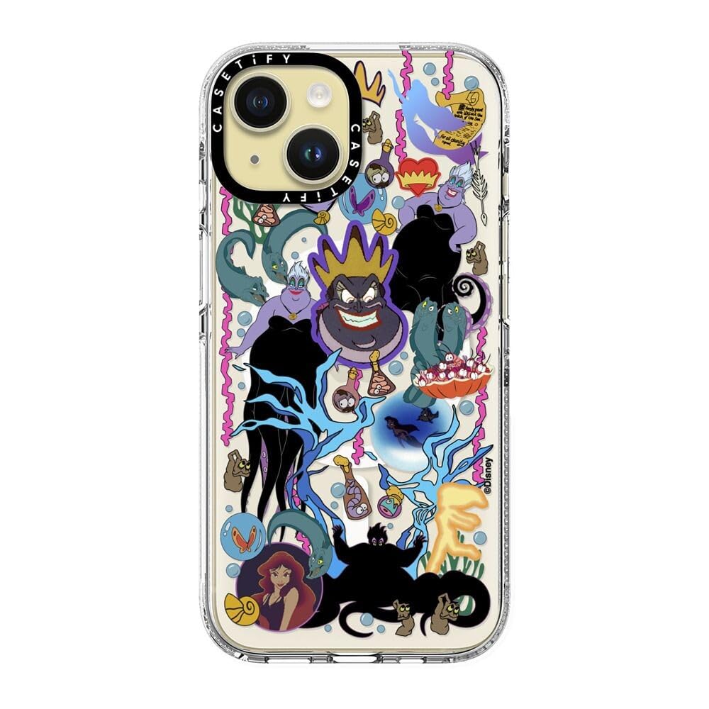 CASETiFY Custodia trasparente per iPhone 15 [Villains Co-Lab/non ingiallimento/2 m protezione contro le cadute/compatibile con Magsafe] – Adesivo bugiardo – Ursula – trasparente