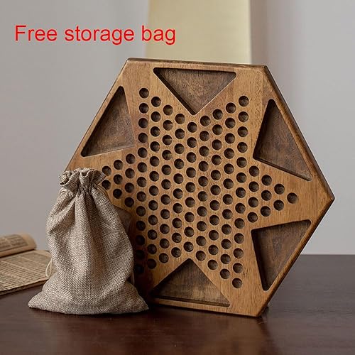 Miniatura 5 de Damas chinas de madera, 6 colores, juego de mesa familiar de estrategia clásica para niños y adultos (rocas)