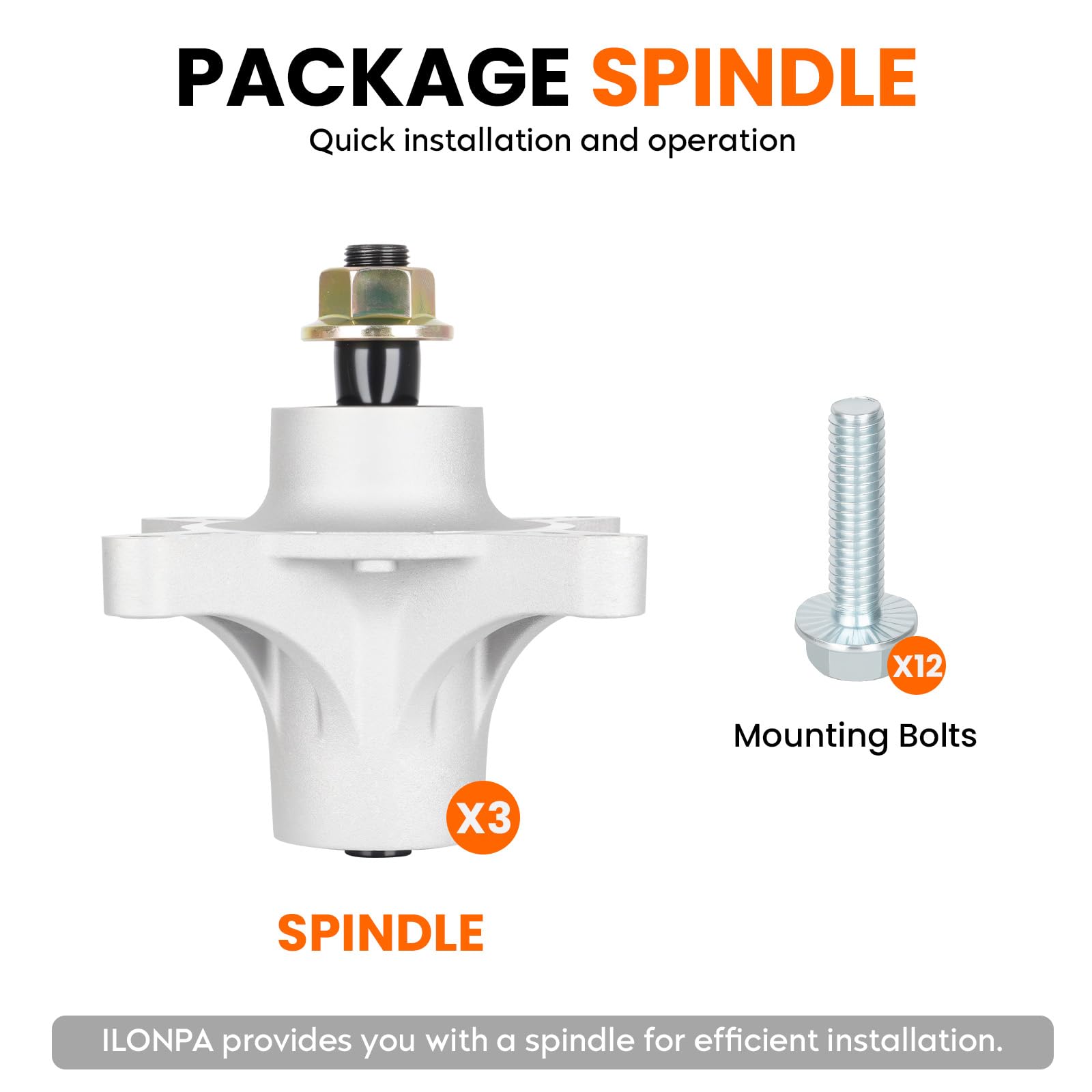 ILONPA Paquete de 3 husillos para mover césped reemplaza 117-7267 117-7439 285-923 14311 117-7268 para 106,7 cm 50 pulgadas Timecutter 2011, SS5000, SS4200, MX50000 Modelos