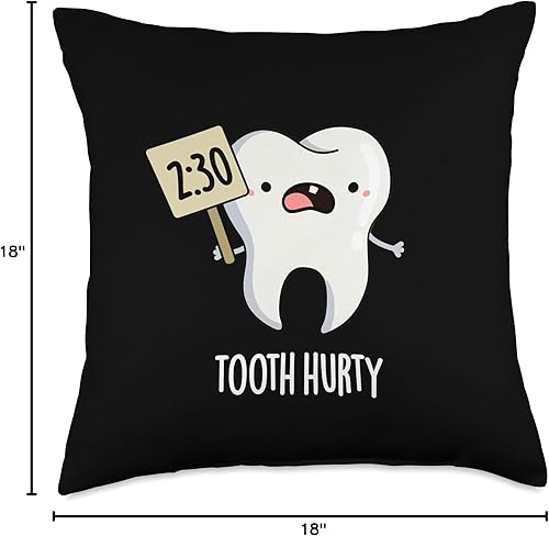 Miniatura 4 de Punny Bone Hurty Funny Tooth - Almohada de juego de palabras, 18 x 18 pulgadas, multicolor