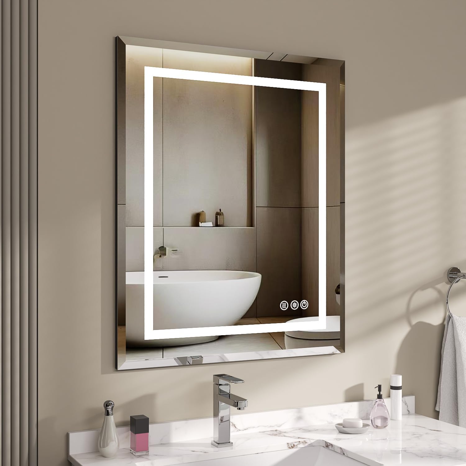 24X30 Inch Lighted Medicine Cabinet with Mirror and Lights, Recessed Mirror Medicine Cabinet with Adjustable 3-Color, Brightness Dimming, Defogger, LED Bathroom Mirror Cabinet Wall Mounted