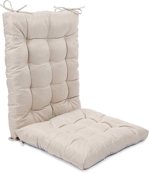Rocking Chair Cushion Comfortable Tufted Seating Pads Non-Skid Backed Set of Cushion Back and Seat Bottom for Porch Rocker Outdoor Indoor Office Dining Chairs (24"x17" Back, 17"x17" seat, Cream)