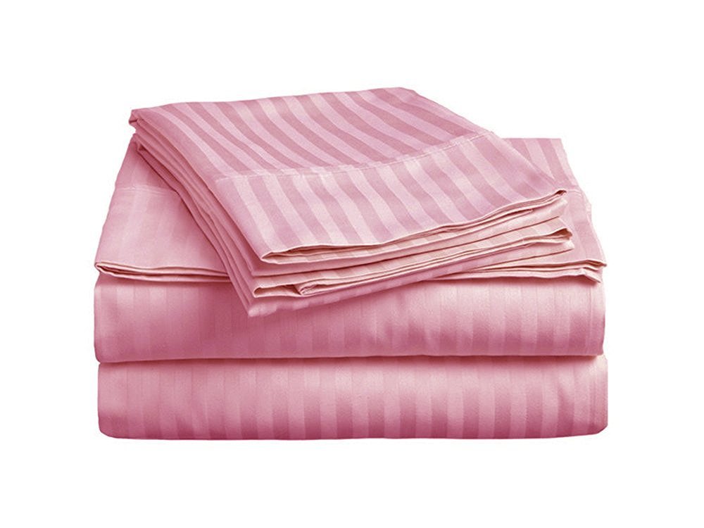 Bedding Series Sleeper Sofa Bed Sheet Set ( Stripe ) Egyptian Cotton 500 Thread Count Light Pink ( Queen Size 62"x74"x 6" )