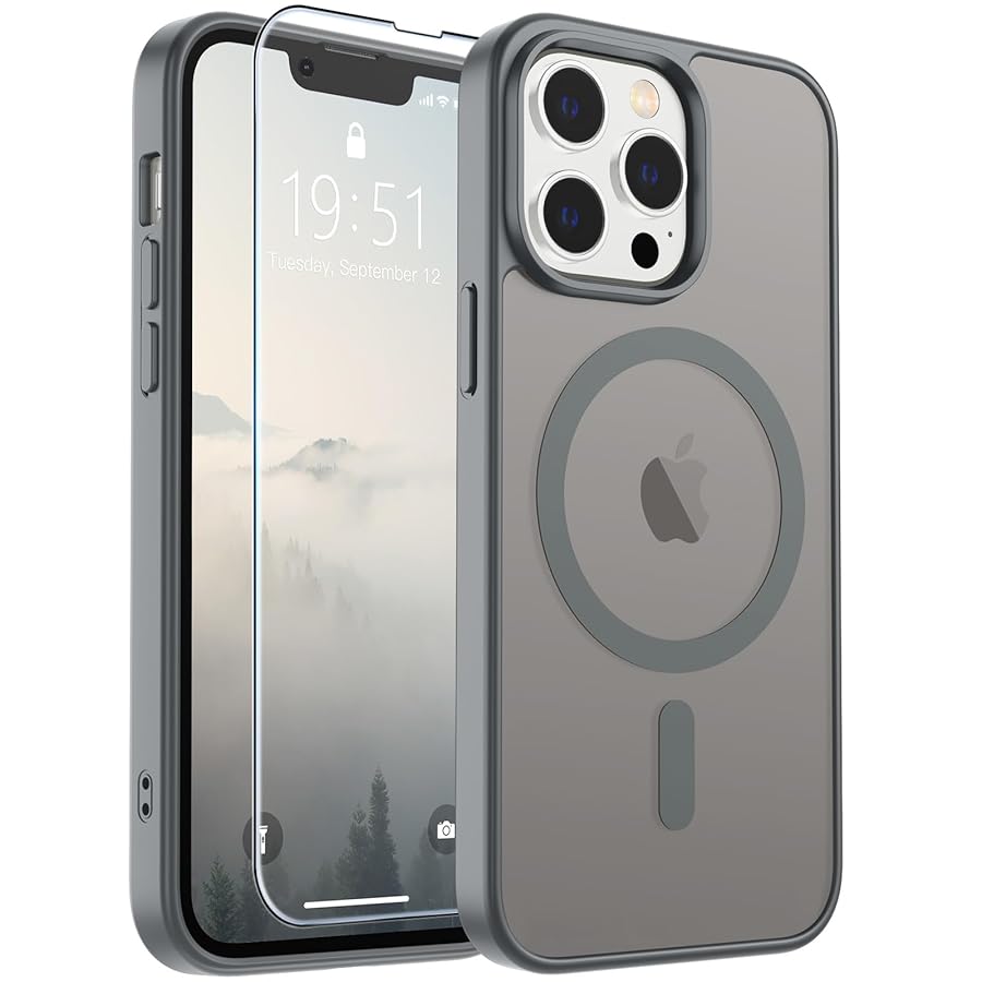 SUPFINE Magnetic for iPhone 13 Pro Max Case (Compatible with MagSafe) (Military Grade Drop Protection) Slim Translucent Matte Shockproof with Anti-Fingerprint Phone Case,Gray - image 1