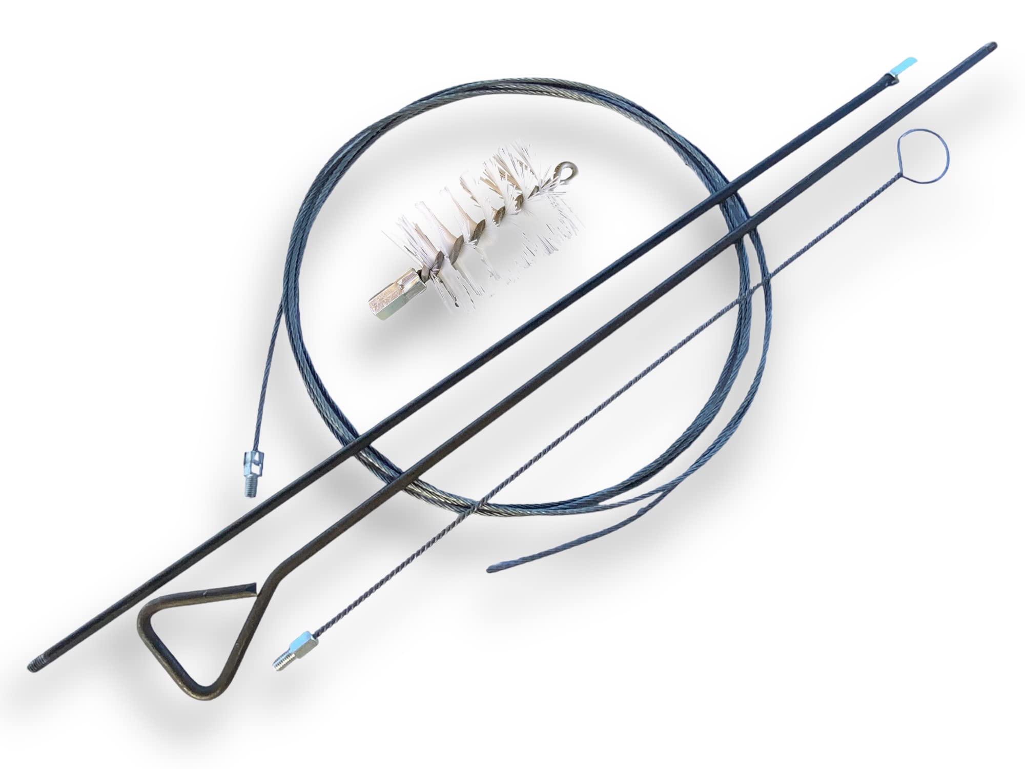 Zestaw szczotek do rur PRO NYLON Ø 80 mm | 1 drążek sztywny 100 cm + przedłużacz 100 cm + 1 elastyczny pręt 80 cm + 1 fretka kablowa 7 metrów | Złączka M12*175 | Szczotka do czyszczenia rur | Kibros