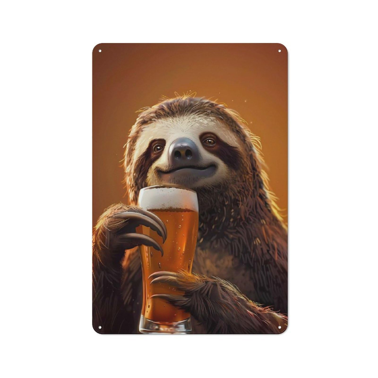 Junmoney Style-14 For Lounge Or Reading Corner, Sloth Beer Retro Tin Sign 30X20cm, Gift For Reading Corner Decorators During The Christmas Season