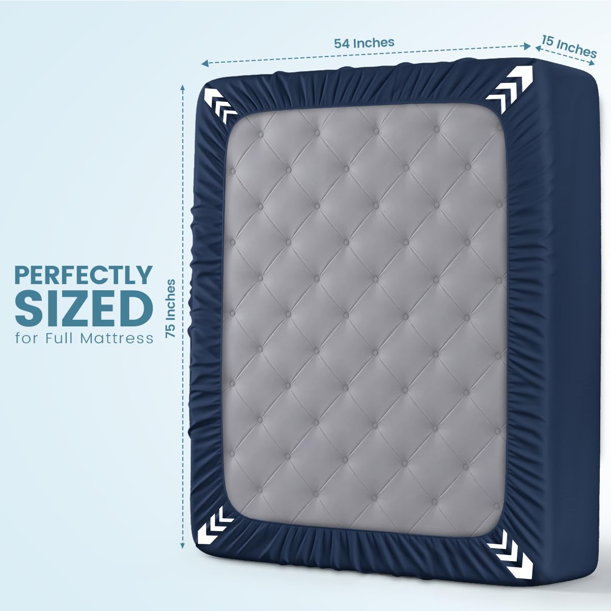 Waterproof Mattress Protector USA Full Size, Premium Terry Mattress Protector by Utopia Bedding, Navy - Image 4