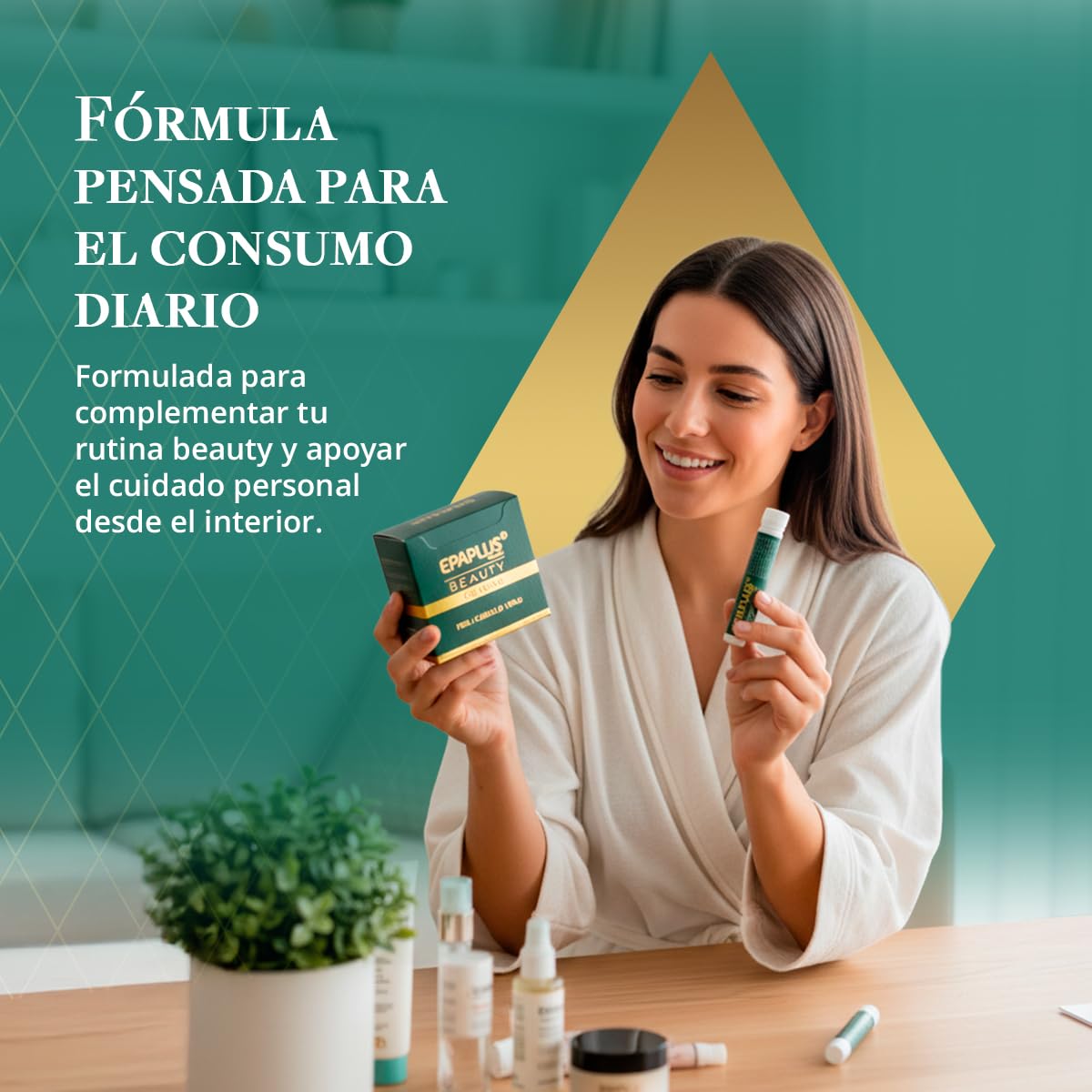 EPAPLUS Beauty | Colágeno Líquido con Ácido Hialurónico, Vitaminas y Minerales | Para Piel, Cabello y Uñas | Rutina de Cuidado Desde el Interior | 20 Viales de 25 ml | Sabor Frutos Rojos
