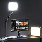 NiceVeedi 14" Soft Streaming Light, Dimmable Desk Ring Light with Clamp, 2700K-6500K/CRI97+/Flexible Arm/Modular Design/Remote, Key Light for Podcast/Home Office/YouTube/TikTok/Makeup/Video Calls