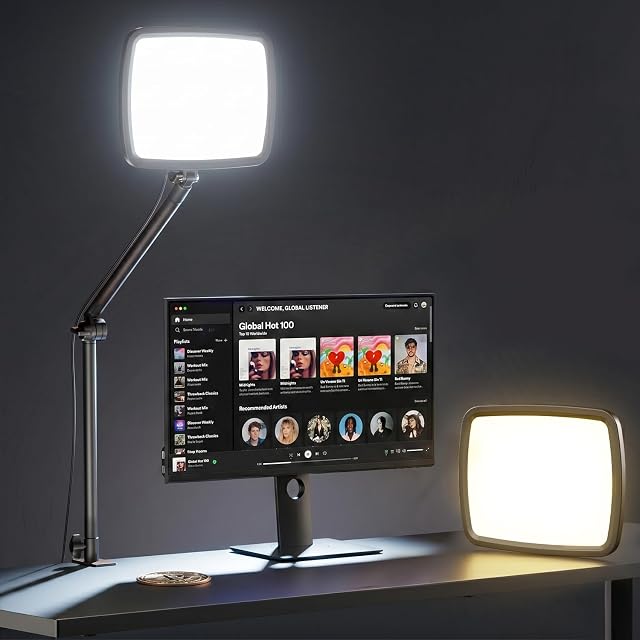NiceVeedi 14" Soft Streaming Light, Dimmable Desk Ring Light with Clamp, 2700K-6500K/CRI97+/Flexible Arm/Modular Design/Remote, Key Light for Podcast/Home Office/YouTube/TikTok/Makeup/Video Calls