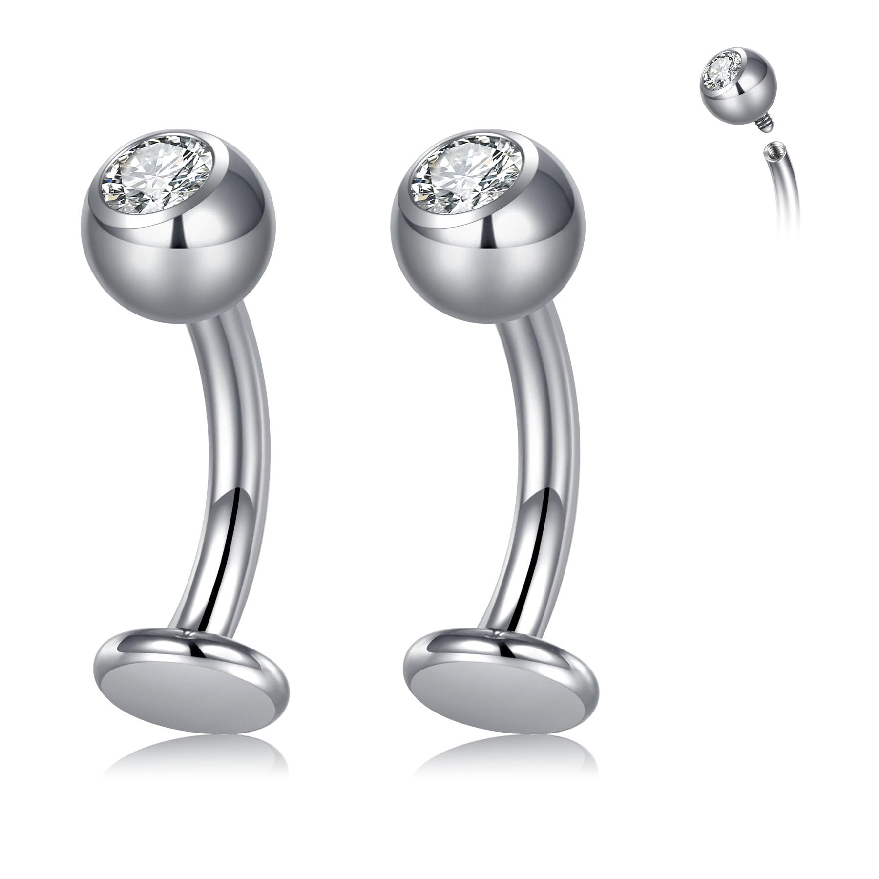 CIZME 2stk 14G Titan Bauchnabelpiercing 8mm Silber Bauchnabe