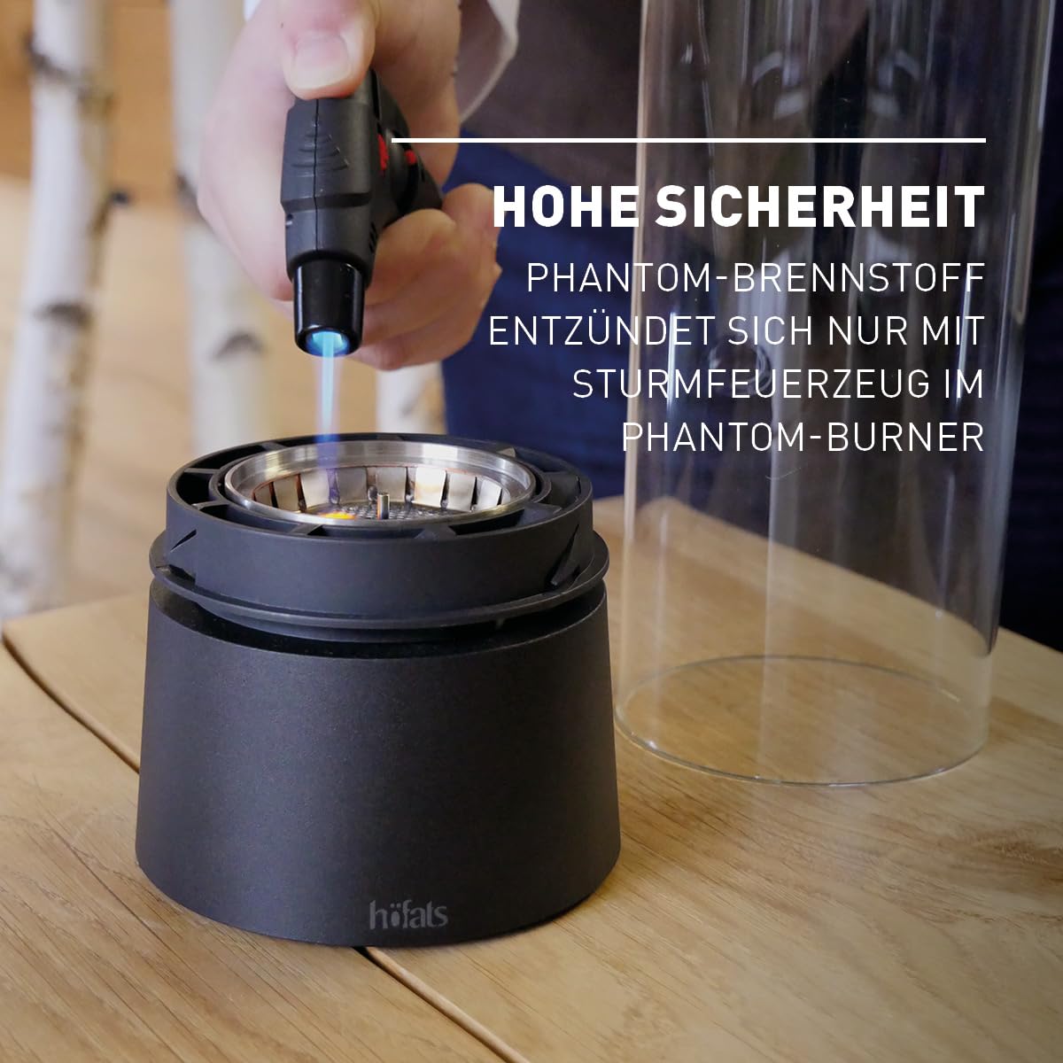 höfats - Phantom Sicherheits-Brennstoff für Spin air Phantom Tischfeuer - Rauch- und Geruchsfreie Verbrennung Indoor und Outdoor - 6x1 Liter Nachfüllflasche - Zubehör für Spin mit Phantom-Burner