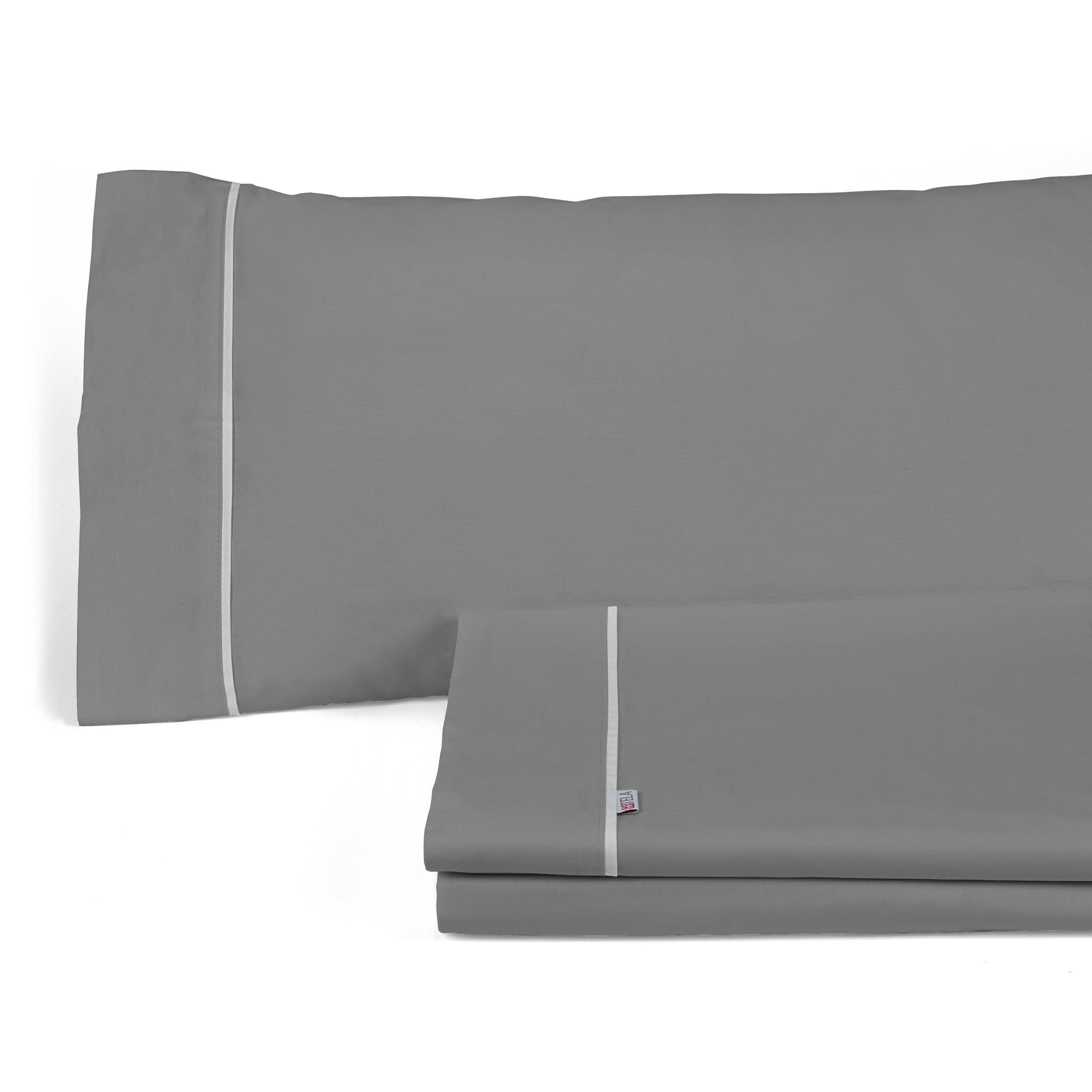Juego de sábanas liso color titanio. Cama de 150/160 (2 alm) cm. 4 piezas