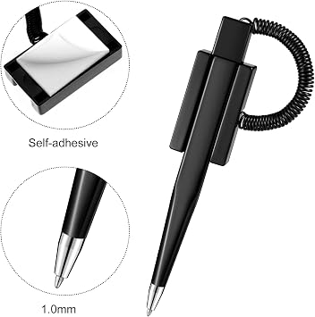 Zonon 12 Pack Secure Counter Pens with Chain and Adhesive Base, Black Ink