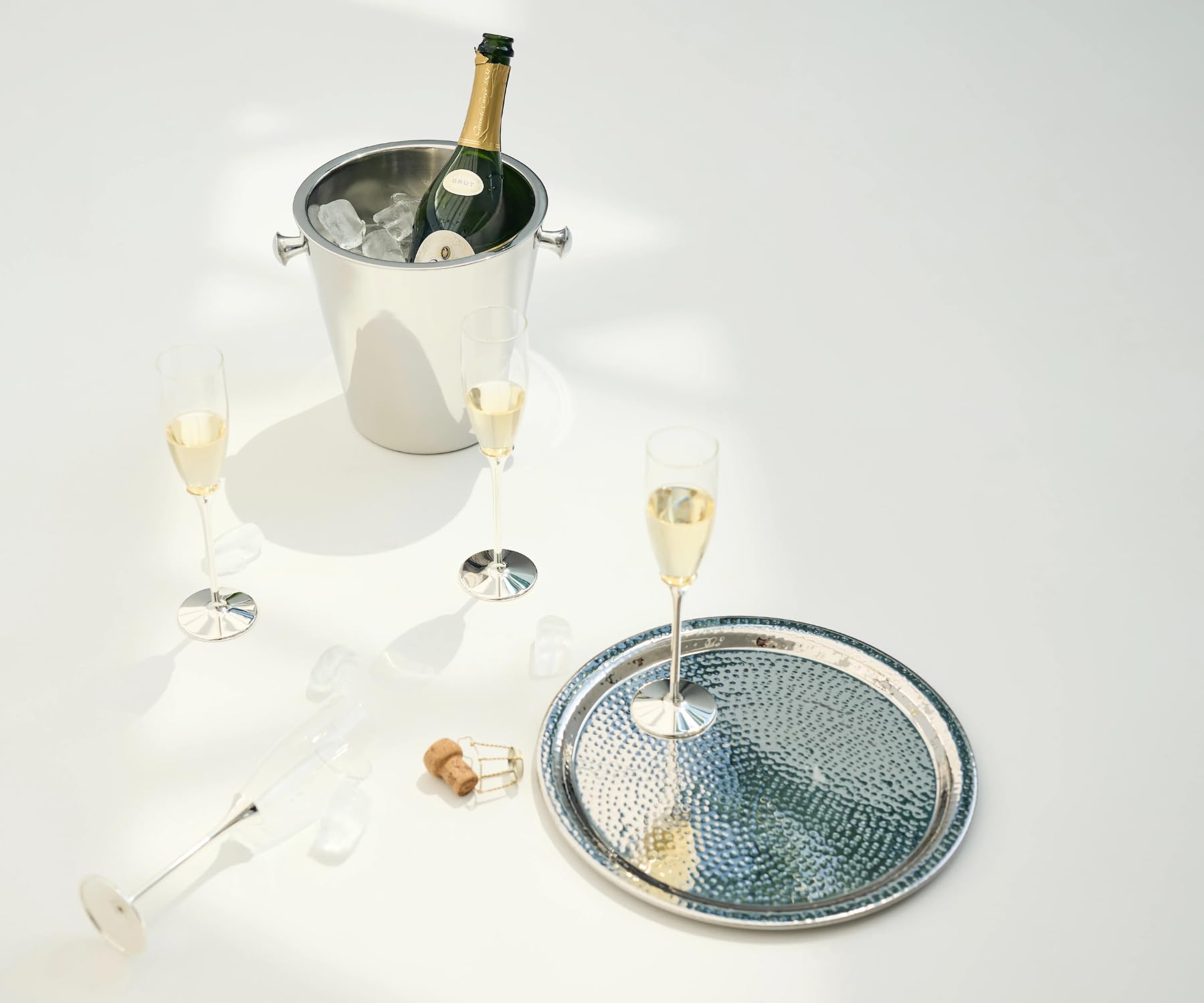 EDZARD Champanera Sevilla (H 23 cm, Ø 22 cm), acero inoxidable pulido espejo, de doble pared, con 2 asas, para 1 botella – enfriador de vino, enfriador de botellas, cubitera