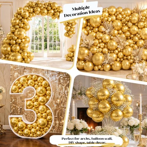 Image of Togvu Gold Balloons, 50Pack 5 Inch Small Mini Metallic Chrome Gold Balloons