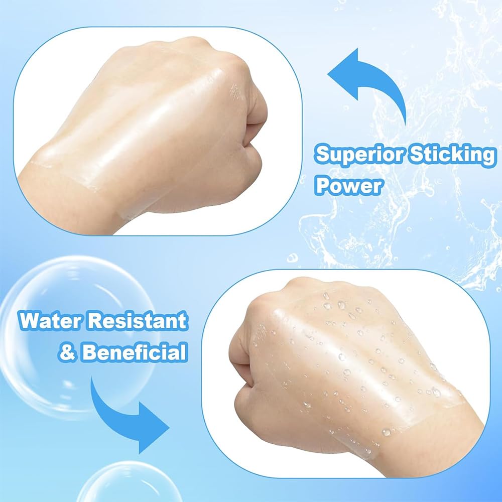 Lotvic Benda Trasparente Impermeabile, 20cm x 10m Cerotti Impermeabili, Pellicola Per Tatuaggi, Pellicola Protettiva Traspirante, Nastro Adesivo Elastico per Protezione, Anti-allergico