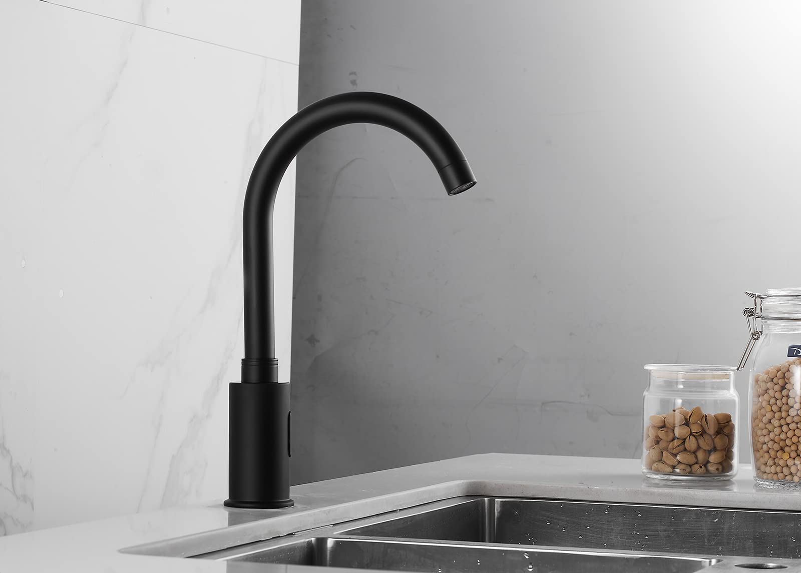 Grifo automático negro sin contacto, grifo de cocina eléctrico sin contacto, sensor infrarrojo automático, grifo de movimiento sin contacto, grifo de baño público para fregadero, grifo de cocina con