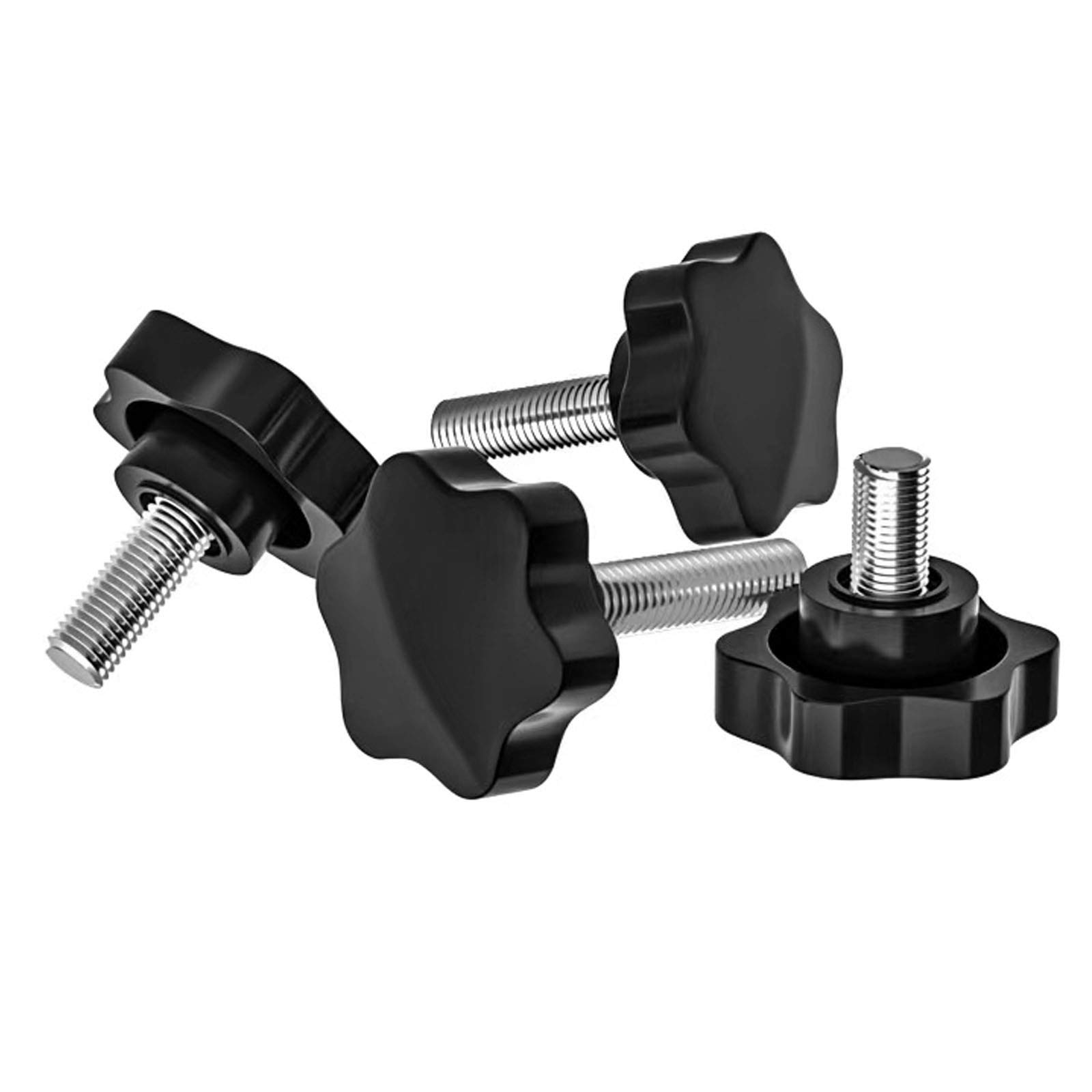 Black M8 6Pcs X 25mm Thread Clamping Knob,Hex Knurled Thumb Screw Knobs,Tightening Screws Nuts