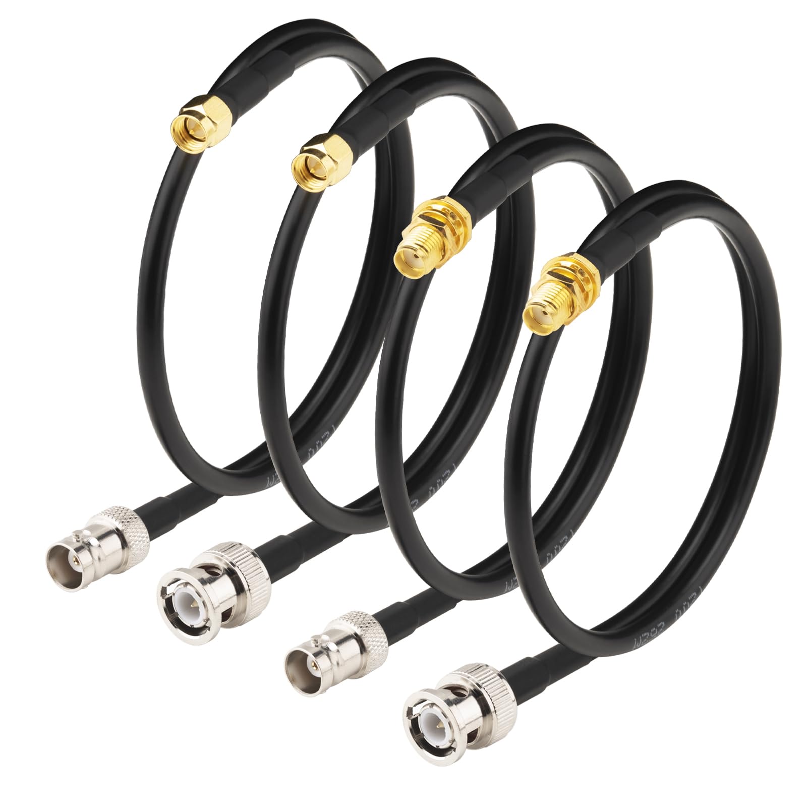 Kit 4 Cavi SMA-BNC 50CM - BMR200 Coassiale 50Ω Low Loss 2025 - Cavo SMA maschio a BNC femmina - Per Antenne RF, Radio Ham, SDR, Intercom